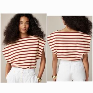 J. Crew Red and Cream Striped Muscle Tee